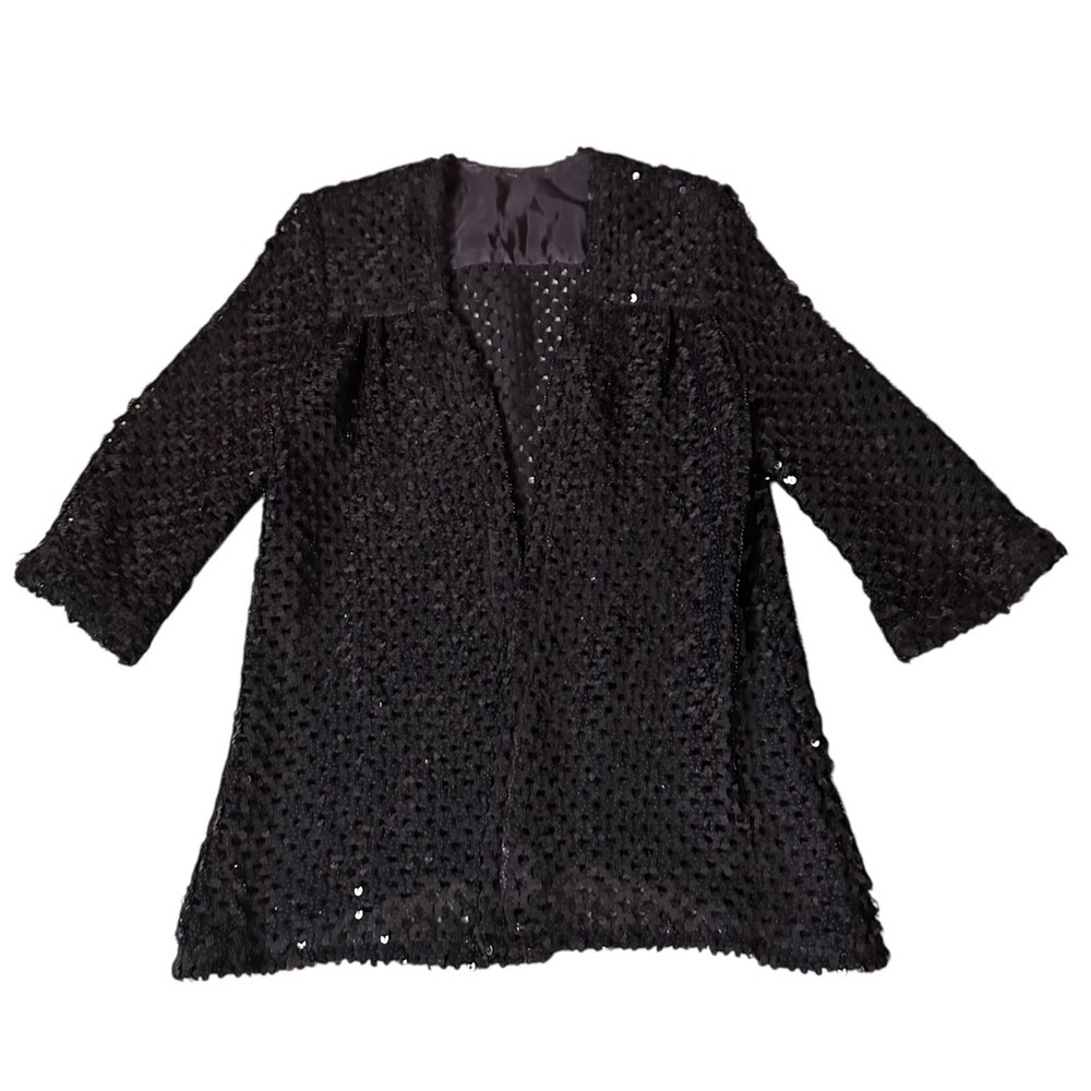 Vintage black sequin cardigan, large - Picture 5 of 12